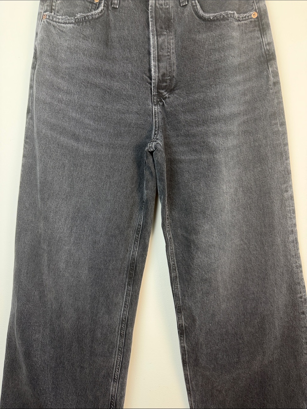 Agolde Dame High Rise Wide Leg Jeans Hitch Black 28 Regenerative Cotton Denim - Picture 4 of 16
